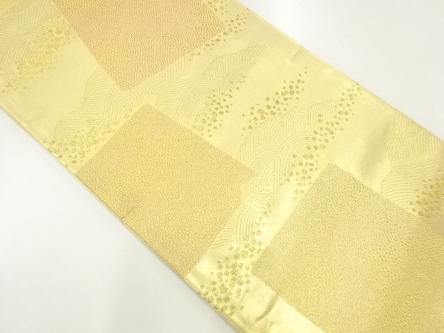 JAPANESE KIMONO / UNUSED FUKURO OBI / SILK / WOVEN SHIKISHI & WAVE